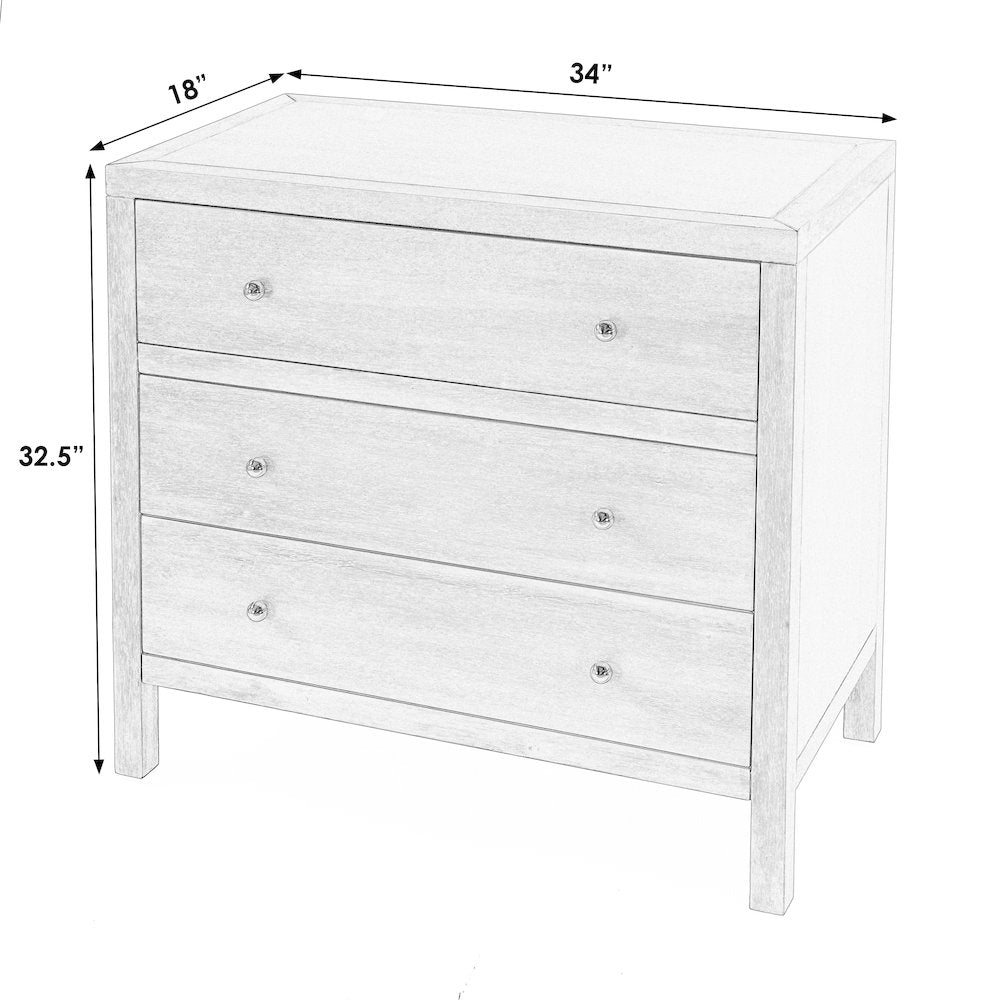 Nora 34 in. W Wood 3 Drawer Chest, Light Brown