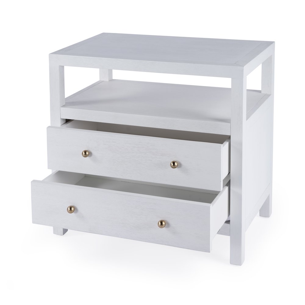 Nora 2-Drawer Wide Nightstand, White