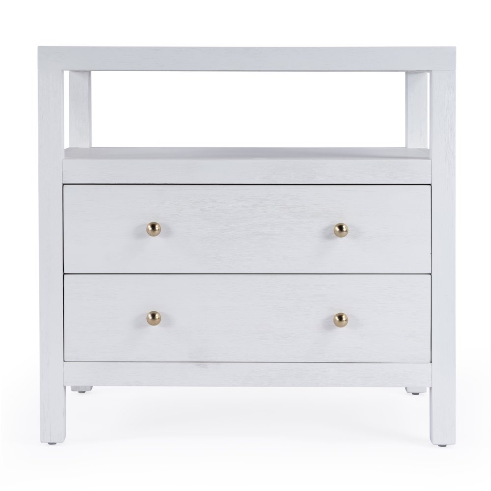 Nora 2-Drawer Wide Nightstand, White