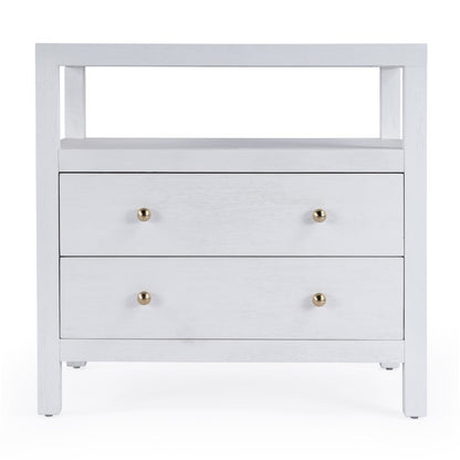Nora 2-Drawer Wide Nightstand, White