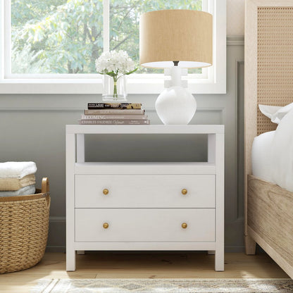 Nora 2-Drawer Wide Nightstand, White