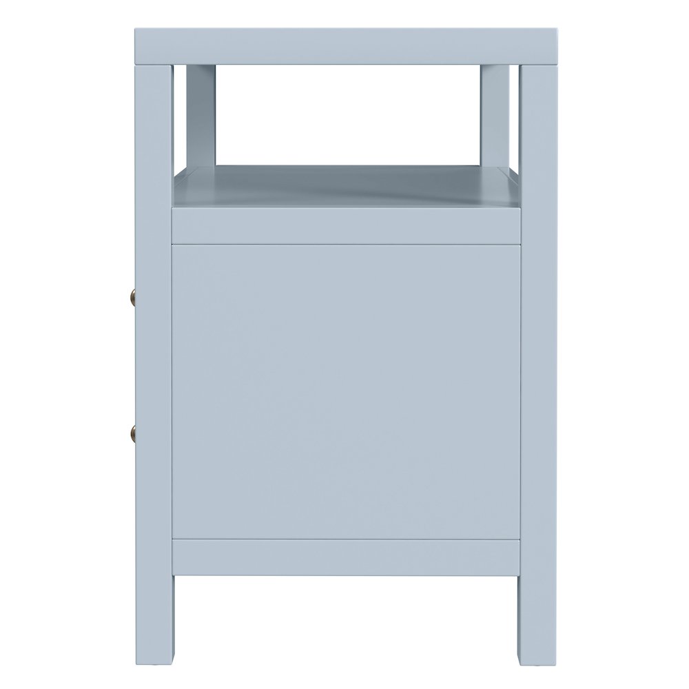 Nora 28 in. W 2 Drawer Wide Nightstand with Open Shelf, Light Blue