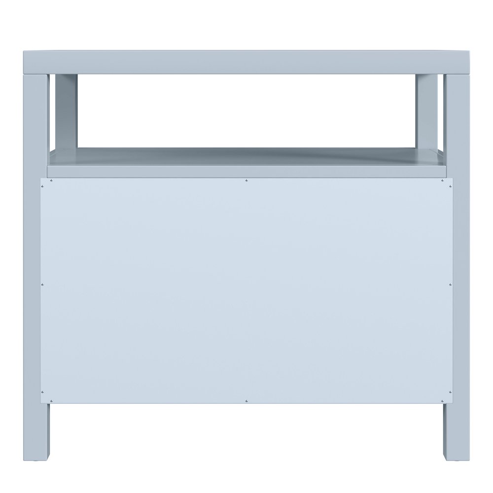 Nora 28 in. W 2 Drawer Wide Nightstand with Open Shelf, Light Blue