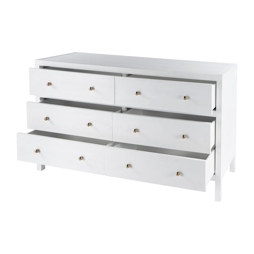 Nora 6-Drawer Dresser, White