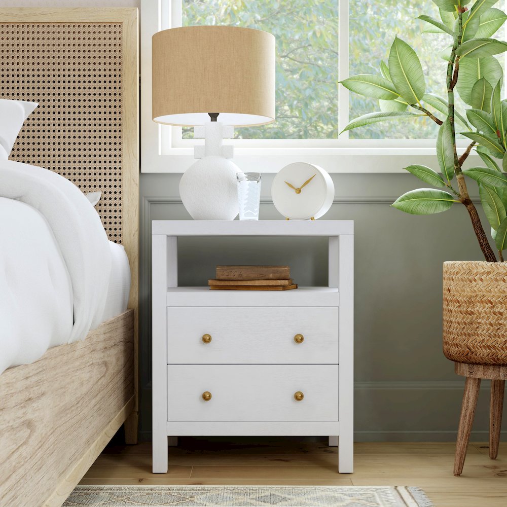Nora 2-Drawer Nightstand, White