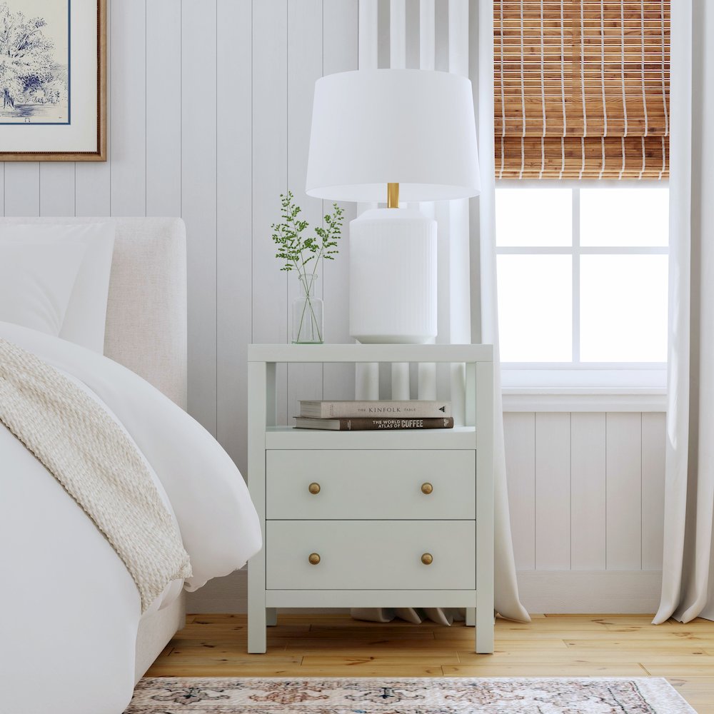 Nora 2-Drawer Nightstand, Green