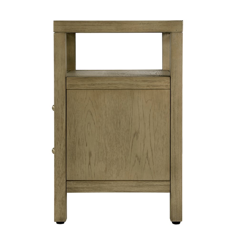 Nora 21 in. W Rectangular Wood 2 Drawer Nightstand with Open Shelf, Light Brown