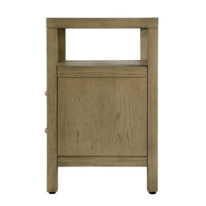 Nora 21 in. W Rectangular Wood 2 Drawer Nightstand with Open Shelf, Light Brown