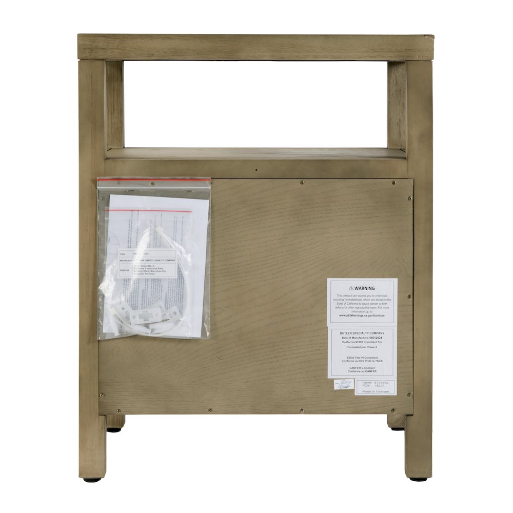 Nora 21 in. W Rectangular Wood 2 Drawer Nightstand with Open Shelf, Light Brown