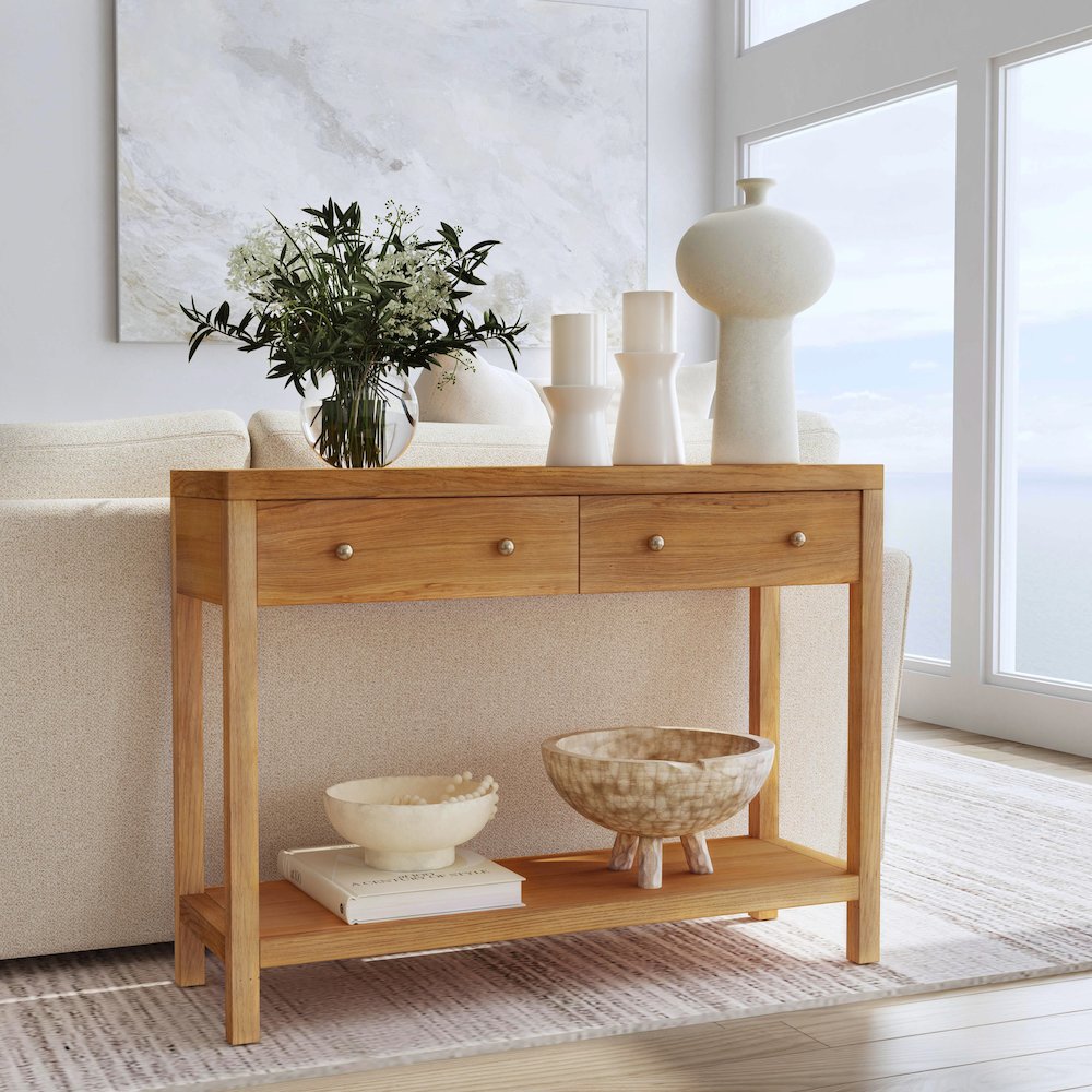 Nora 2 Drawer Console Table, Brown