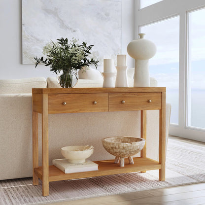 Nora 2 Drawer Console Table, Brown