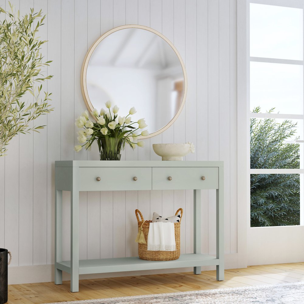 Nora 2 Drawer Console Table, Green