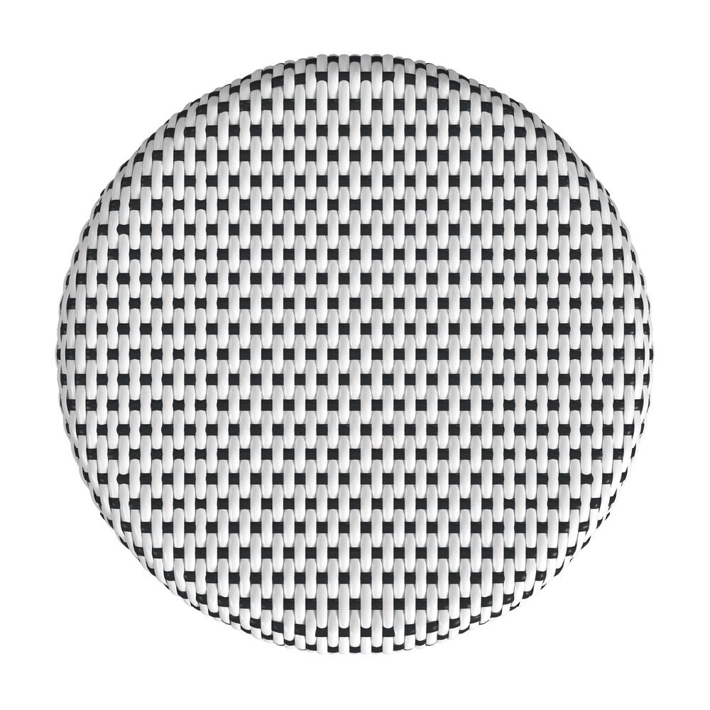 Tobias Rattan Round 18" Stool, White and Black