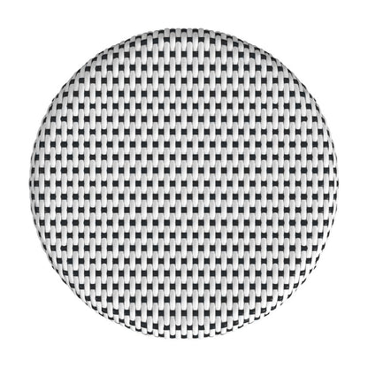 Tobias Rattan Round 18" Stool, White and Black