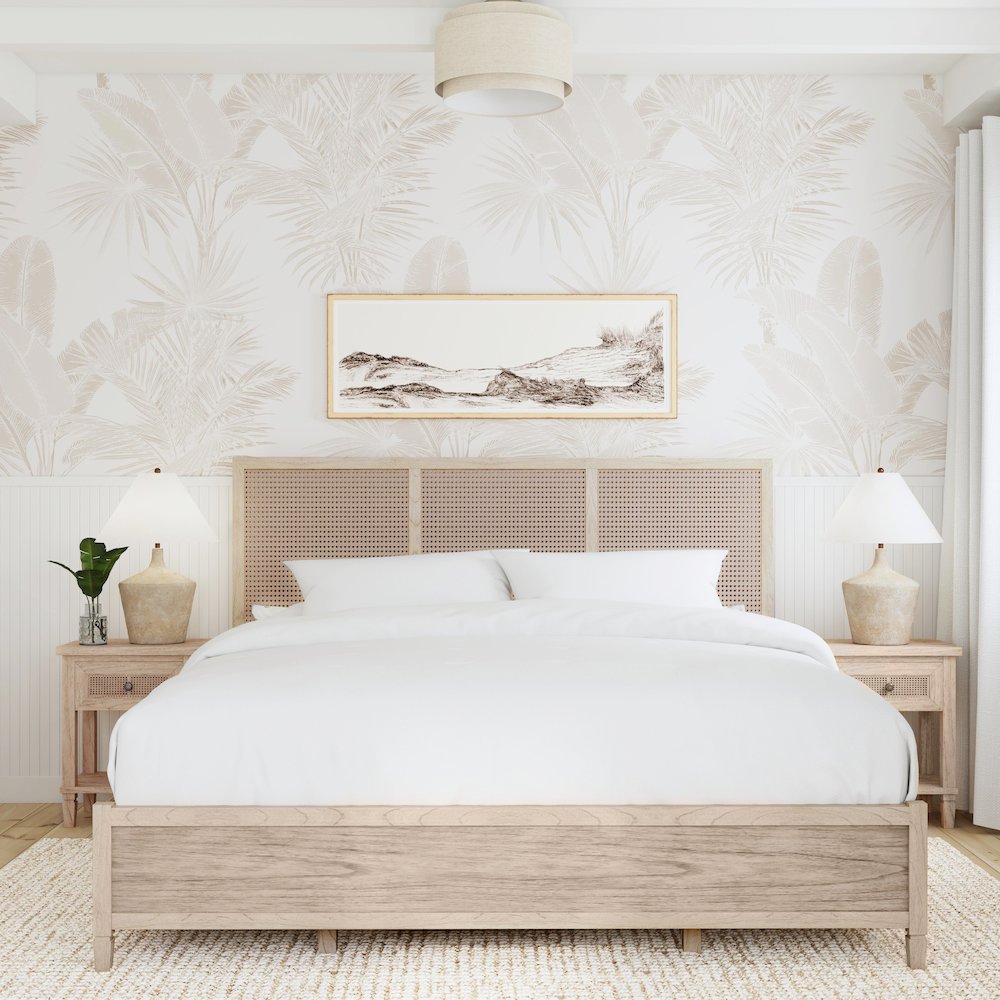 Flagstaff King Size Cane Panel Bed, Natural
