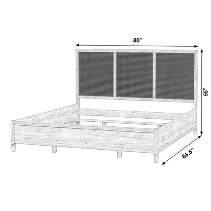 Flagstaff King Size Cane Panel Bed, Natural