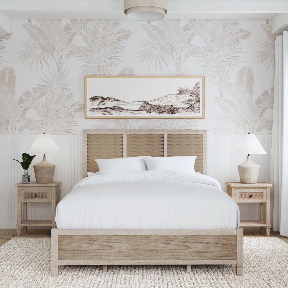 Flagstaff Queen Size Cane Panel Bed, Natural
