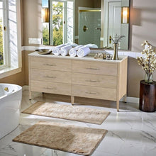 6 Drawer Wood Dresser for Bedroom with Marble Top in Light Brown Finish