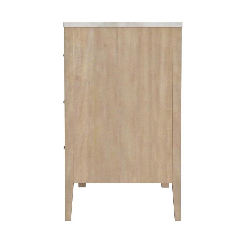 6 Drawer Wood Dresser for Bedroom with Marble Top in Light Brown Finish