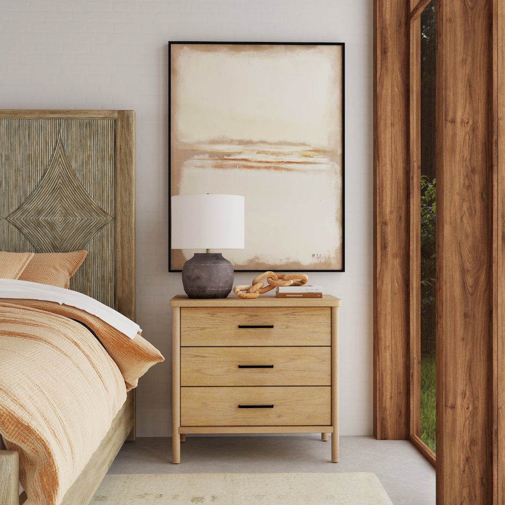 Lennon 3 Drawer Rounded Leg Dresser, Light Brown