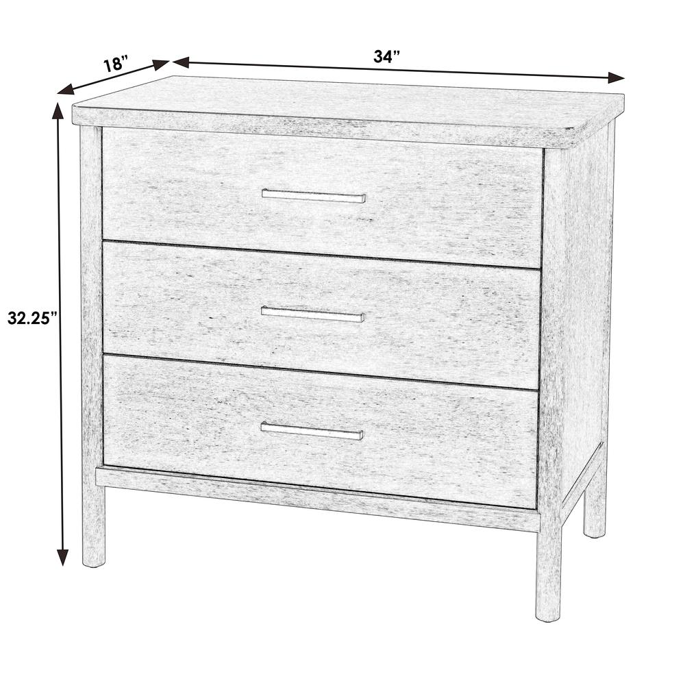 Lennon 3 Drawer Rounded Leg Dresser, Light Brown