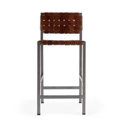Bromley Iron and Leather 24.5" Counter Stool, Brown