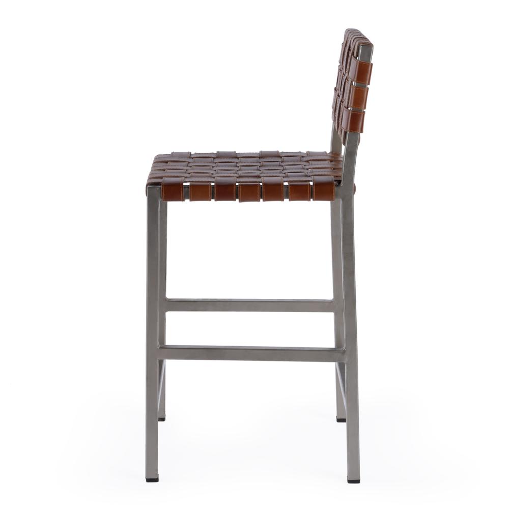 Bromley Iron and Leather 24.5" Counter Stool, Brown