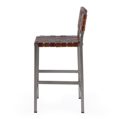 Bromley Iron and Leather 24.5" Counter Stool, Brown