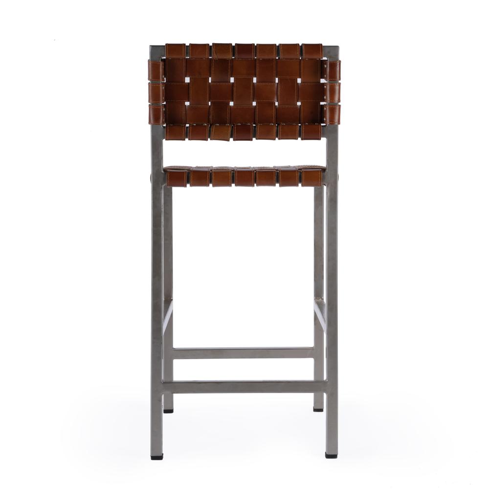 Bromley Iron and Leather 24.5" Counter Stool, Brown