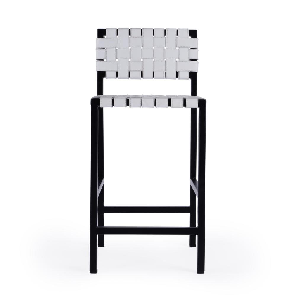 Bromley Iron and Leather 24.5" Counter Stool, White