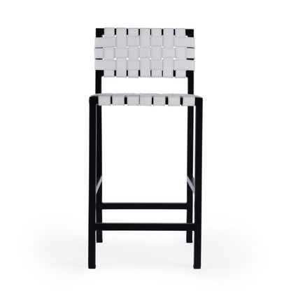 Bromley Iron and Leather 24.5" Counter Stool, White