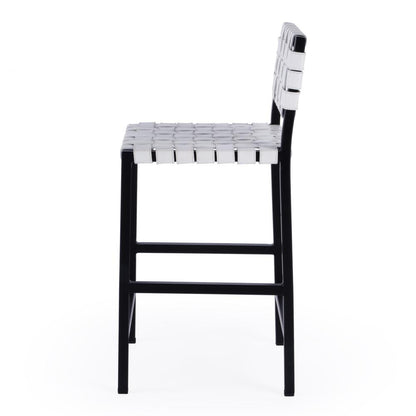 Bromley Iron and Leather 24.5" Counter Stool, White