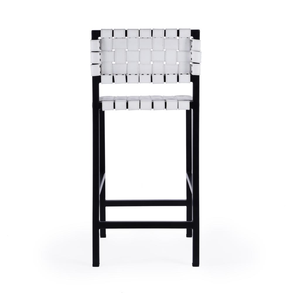 Bromley Iron and Leather 24.5" Counter Stool, White