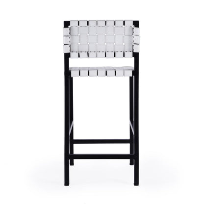 Bromley Iron and Leather 24.5" Counter Stool, White