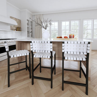 Bromley Iron and Leather 24.5" Counter Stool, White