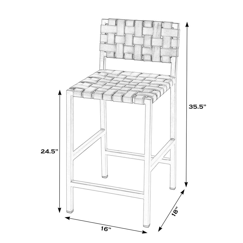 Bromley Iron and Leather 24.5" Counter Stool, White