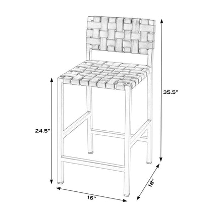 Bromley Iron and Leather 24.5" Counter Stool, White