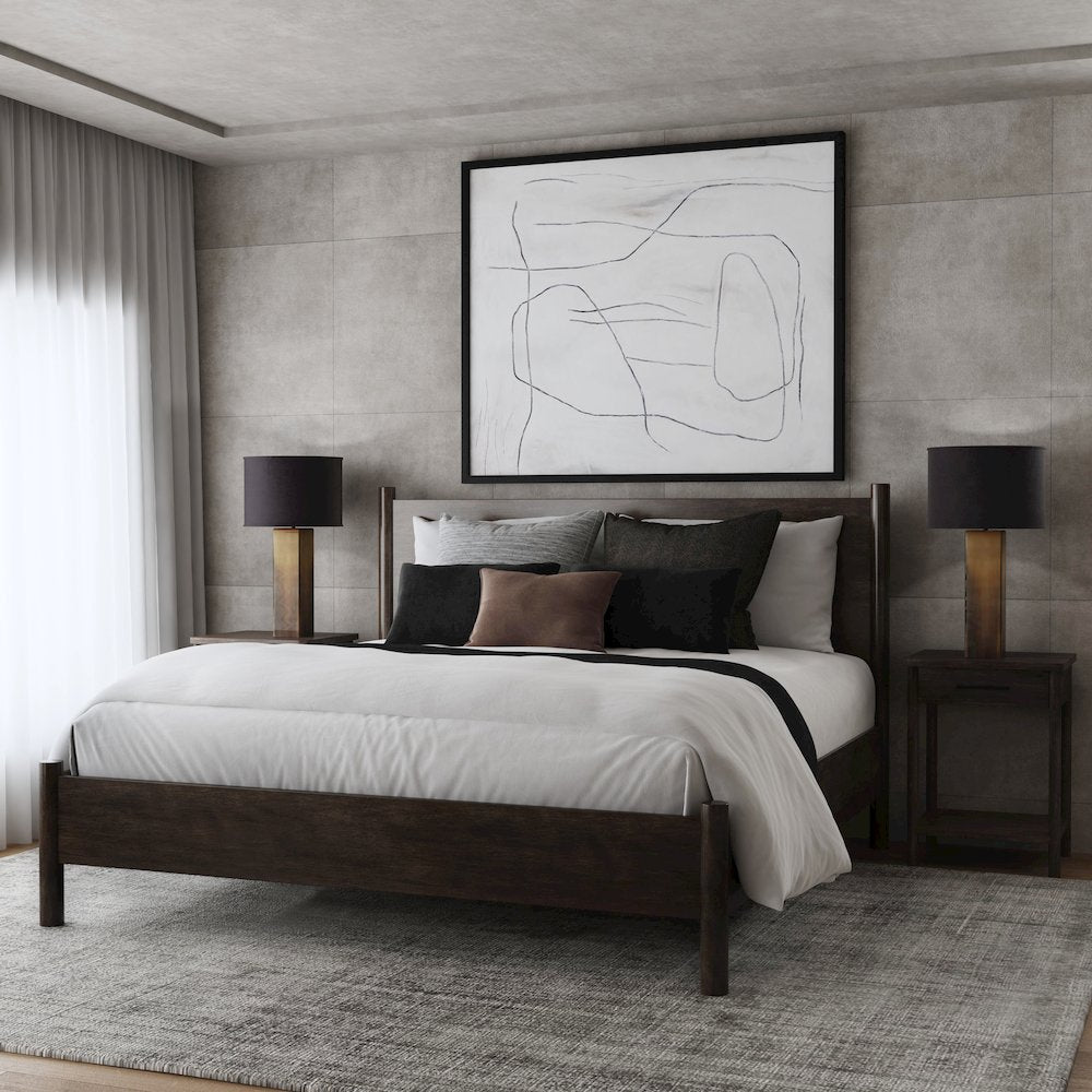Lennon Rounded Leg  Platform King Bed, Medium Brown