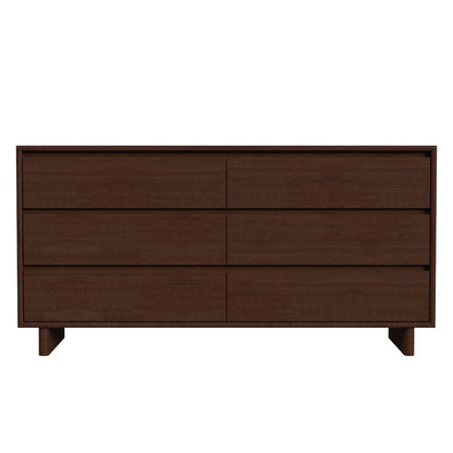 Halmstad 62 in. W Wood Panel 6 Drawer Dresser, Brown