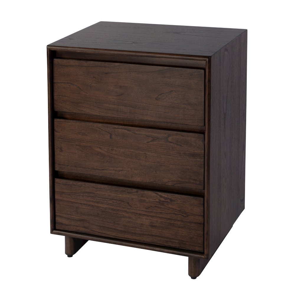 Halmstad 22 in. W Rectangular Wood Panel 3 Drawer Narrow Nightstand, Brown