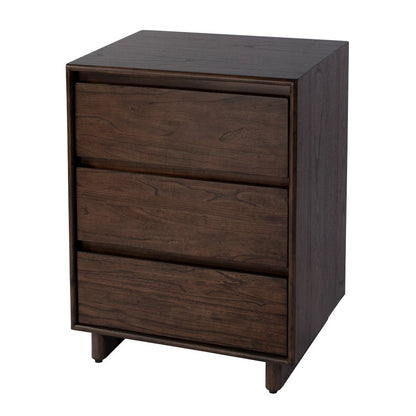 Halmstad 22 in. W Rectangular Wood Panel 3 Drawer Narrow Nightstand, Brown