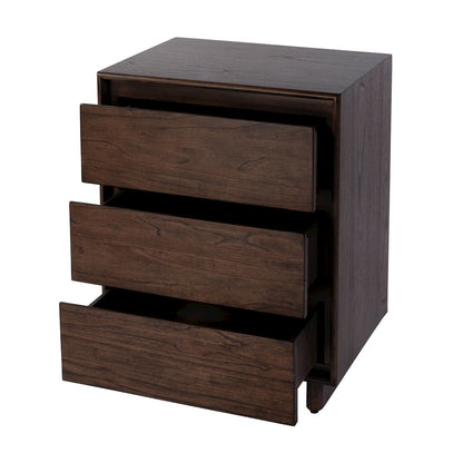 Halmstad 22 in. W Rectangular Wood Panel 3 Drawer Narrow Nightstand, Brown