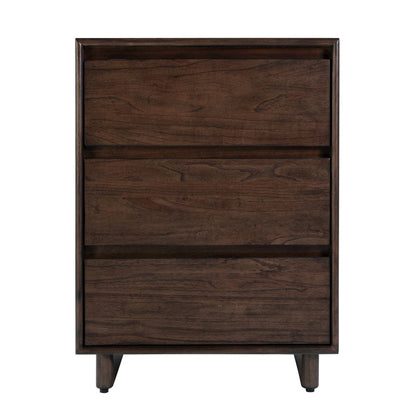 Halmstad 22 in. W Rectangular Wood Panel 3 Drawer Narrow Nightstand, Brown