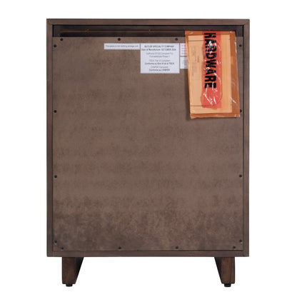 Halmstad 22 in. W Rectangular Wood Panel 3 Drawer Narrow Nightstand, Brown