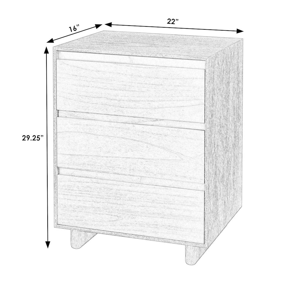 Halmstad 22 in. W Rectangular Wood Panel 3 Drawer Narrow Nightstand, Brown