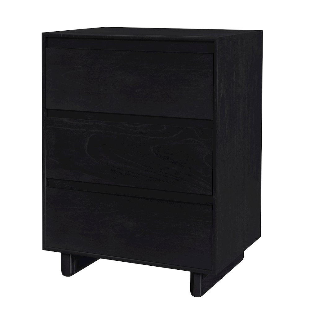Halmstad 22 in. W Wood Panel 3 Drawer Narrow Nightstand, Black