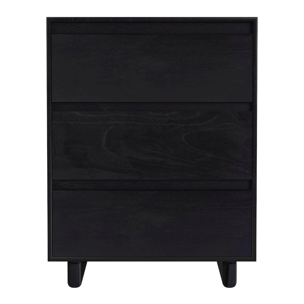 Halmstad 22 in. W Wood Panel 3 Drawer Narrow Nightstand, Black