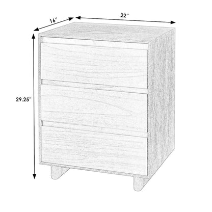 Halmstad 22 in. W Wood Panel 3 Drawer Narrow Nightstand, Black