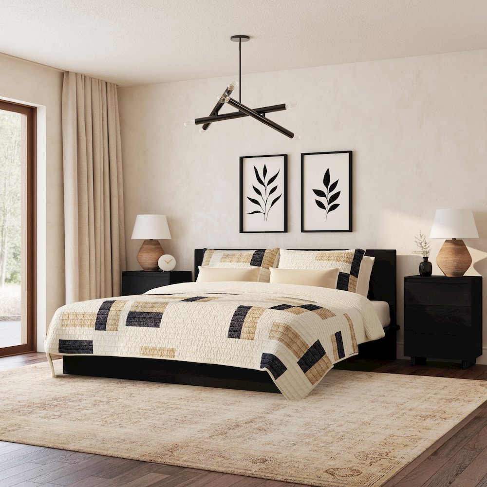 Halmstad Wood Platform King Bed, Black