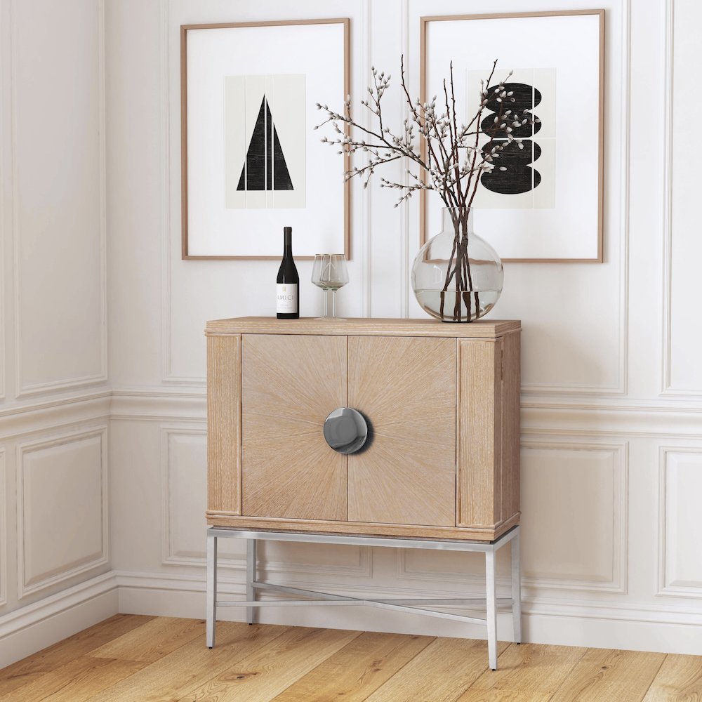 Joanie 2- Door Wine Cabinet, Tan/Beige